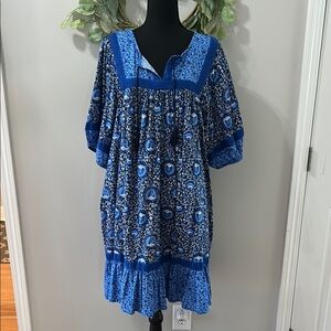LAST CHANCE! Like New! Blue Floral Bohemian Dress